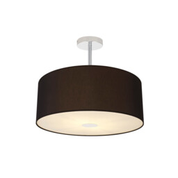 Baymont Polished Chrome 3 Light E27 Semi Flush With 50cm x 20cm Dual Faux Silk Shade, Black/Green Olive
