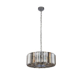 Chapeau 5 Light Chrome Pendant / Semi Flush, Amber, Smoke And Clear Glass Crystals - thumbnail 3
