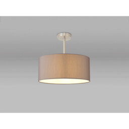 Baymont Satin Nickel E27 Semi Flush With 40cm x 18cm Faux Silk Shade, Grey/White Laminate - thumbnail 2