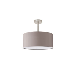 Baymont Satin Nickel E27 Semi Flush With 40cm x 18cm Faux Silk Shade, Grey/White Laminate - thumbnail 5