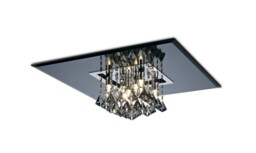 Starda Flush Ceiling Square 8 Light G9 Polished Chrome, Smoked Mirror, Smoked Crystal