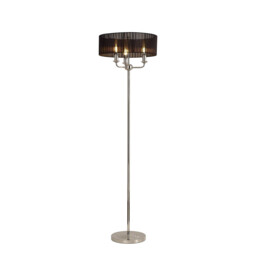 Banyan 3 Light Switched Floor Lamp With 45cm x 15cm Black Organza Shade Polished Nickel/Black - thumbnail 1