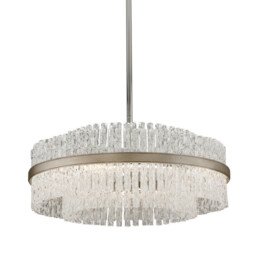 Chime 8 Light Pendant Silver Leaf Polished Stainless, Glass