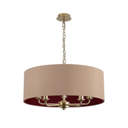Banyan 5 Light Multi Arm Pendant With 60cm x 22cm Dual Faux Silk Fabric Shade Champagne Gold/Antique Gold - thumbnail 5