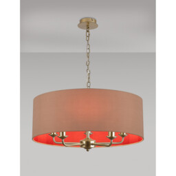 Banyan 5 Light Multi Arm Pendant With 60cm x 22cm Dual Faux Silk Fabric Shade Champagne Gold/Antique Gold - thumbnail 2