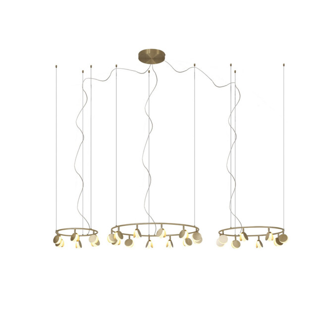 Shell 12+8+4 Light Pendant, Round, 120W LED, 3000K, 6360lm, Gold, 3yrs Warranty - image 1