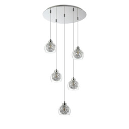 Talia Pendant Round, 5 Light G9, Polished Chrome/Silver/Clear Glass - thumbnail 3