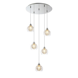 Talia Pendant Round, 5 Light G9, Polished Chrome/Silver/Clear Glass