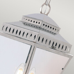 Mansion House 3 Light Outdoor Ceiling Chain Lantern Polished Nickel IP44, E14 - thumbnail 3
