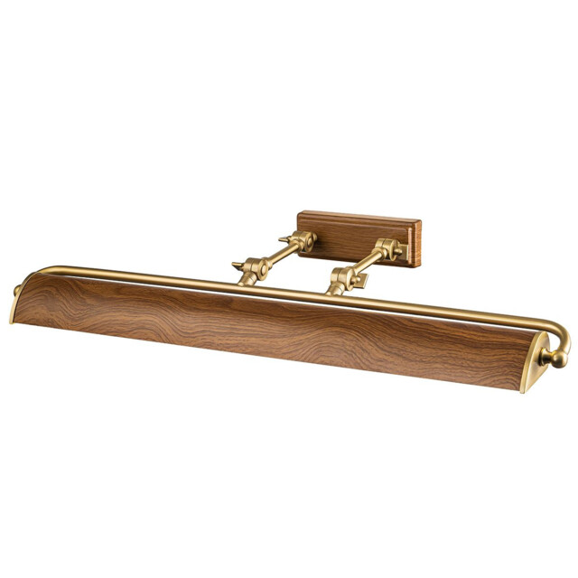 Winchfield 4 Light Large Picture Light Aged Brass & Oak Effect - image 1