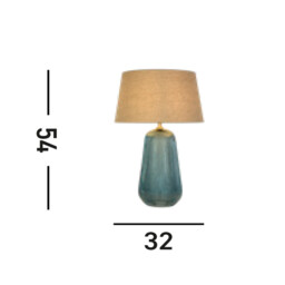 Cameo Table Lamp, Blue Glass with Natural Linen Shade - thumbnail 5