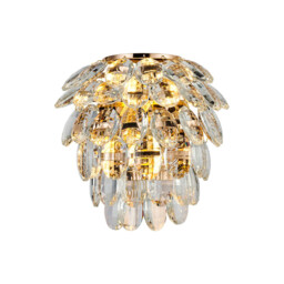 Coniston IP Wall Lamp, 2 Light G9, IP44, French Gold/Crystal