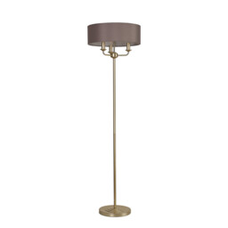Banyan 3 Light Switched Floor Lamp With 45cm x 15cm Faux Silk Fabric Shade Champagne Gold/Grey - thumbnail 5