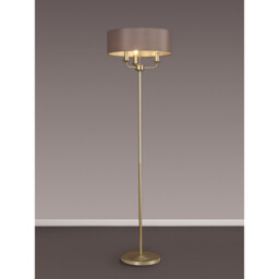 Banyan 3 Light Switched Floor Lamp With 45cm x 15cm Faux Silk Fabric Shade Champagne Gold/Grey - thumbnail 2