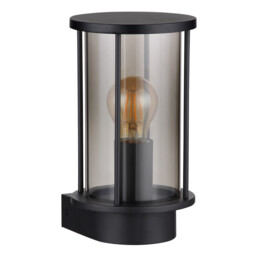 Gracey Outdoor Wall Lantern Matt Black IP54 Smoke Glass Shade 1x E27 - thumbnail 2