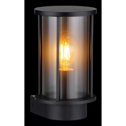 Gracey Outdoor Wall Lantern Matt Black IP54 Smoke Glass Shade 1x E27 - thumbnail 5