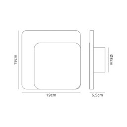 Altona Magnetic Base Wall Lamp, 12W LED 3000K 498lm, 15, 19cm Square Right Offset, Coffee, Acrylic Frosted Diffuser - thumbnail 2