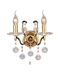 Zinta Wall Lamp Switched 2 Light French Gold, Crystal