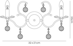 Zinta Wall Lamp Switched 2 Light French Gold, Crystal - thumbnail 3