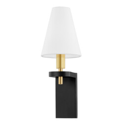 Dooley 1 Light Wall Sconce Aged Brass, Linen, 2700K