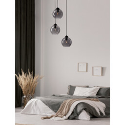 Palmer 3 Light Cluster Pendant Ceiling Light Smoky Glass Black Cord Black Metal Base LED E27 - thumbnail 2