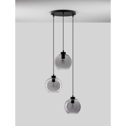 Palmer 3 Light Cluster Pendant Ceiling Light Smoky Glass Black Cord Black Metal Base LED E27 - thumbnail 3