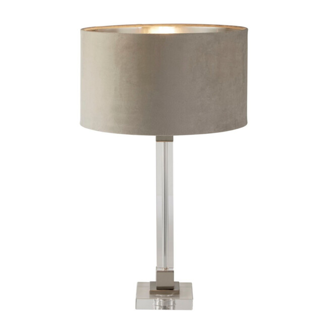 Scarborough Table Lamp,Crystal, Satin Nickel, Taupe Velvet - image 1