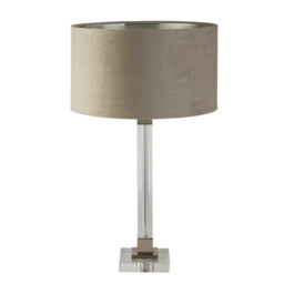 Scarborough Table Lamp,Crystal, Satin Nickel, Taupe Velvet - thumbnail 2