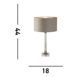 Scarborough Table Lamp,Crystal, Satin Nickel, Taupe Velvet - thumbnail 3