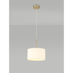 Baymont Antique Brass E27 Single Pendant With 30cm x 17cm Faux Silk Shade, Ivory Pearl/White Laminate - thumbnail 2
