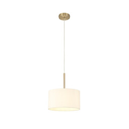 Baymont Antique Brass E27 Single Pendant With 30cm x 17cm Faux Silk Shade, Ivory Pearl/White Laminate - thumbnail 5