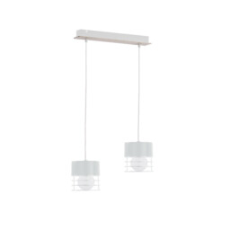 Casa Bar Pendant Ceiling Light White, Wood, 50cm, 2x E27