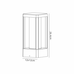 Nevada Pedestal Lamp, 1 x E27, IP65, Matt Black, 2yrs Warranty - thumbnail 3