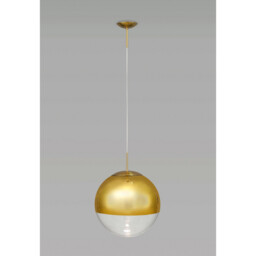 Miranda 30cm Ball Pendant 1 Light E27 Antique Gold Suspension with Gold Mirrored/Clear Glass Globe - thumbnail 2