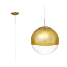 Miranda 30cm Ball Pendant 1 Light E27 Antique Gold Suspension with Gold Mirrored/Clear Glass Globe - thumbnail 1