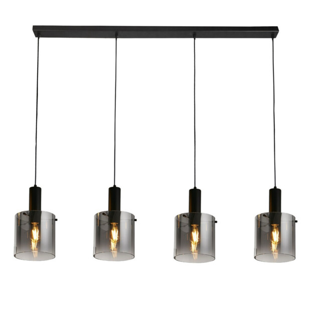 Sweden 4 Light Bar Pendant Black, Smoked Ombre Glass - image 1