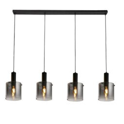 Sweden 4 Light Bar Pendant Black, Smoked Ombre Glass - thumbnail 1