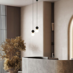 Galara Globe Slim Pendant Ceiling Light Sandy Black-Brass-Black Marble 1XG9 - thumbnail 2