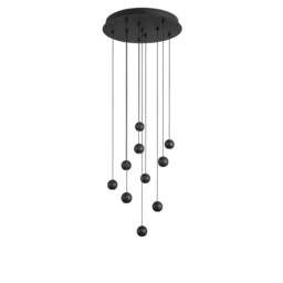 Nocci 10 Light Integrated LED Pendant Ceiling Light Black Aluminium Black Fabric Wire LED 10x4.5W 1860Lm 3000K