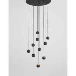 Nocci 10 Light Integrated LED Pendant Ceiling Light Black Aluminium Black Fabric Wire LED 10x4.5W 1860Lm 3000K - thumbnail 2