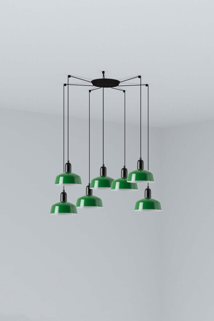 Tatawin Small Cluster Pendant Ceiling Light Black, Gloss Green 7x E27