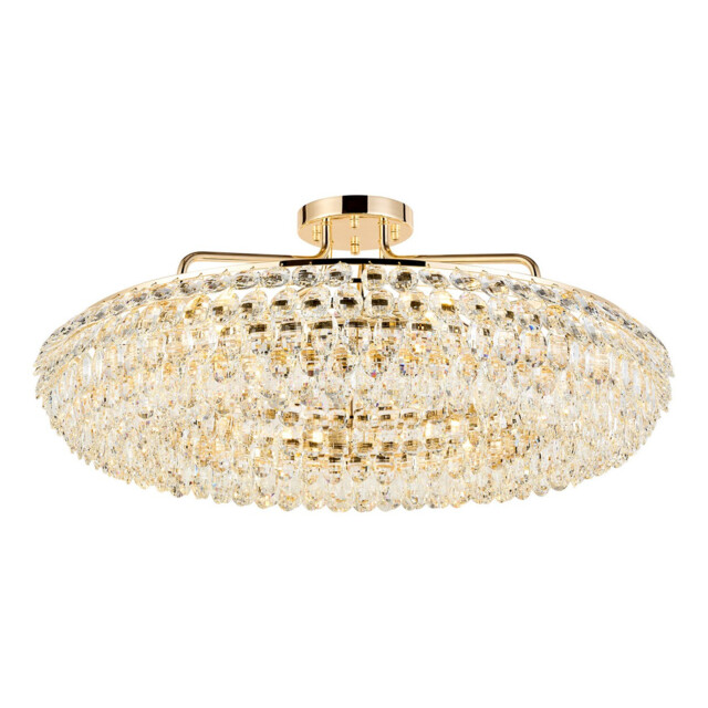Coniston 80cm Semi Flush Ring Ceiling, 8 Light E14, French Gold/Crystal Item Weight: 20kg - image 1