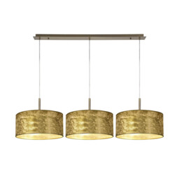 Baymont Antique Brass 3 Light E27 Linear Pendant With 40cm x 18cm Gold Leaf Shade 3m - thumbnail 1