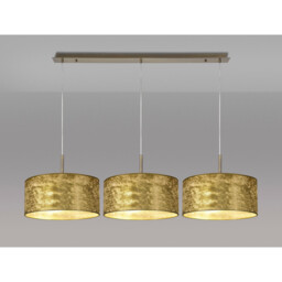 Baymont Antique Brass 3 Light E27 Linear Pendant With 40cm x 18cm Gold Leaf Shade 3m - thumbnail 2