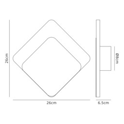 Altona Magnetic Base Wall Lamp, 12W LED 3000K 498lm, 15, 19cm Diamond Bottom Offset, Coffee, Acrylic Frosted Diffuser - thumbnail 2