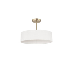 Baymont Antique Brass 3 Light E27 Semi Flush Fixture, With 45cm x 15cm Faux Silk Shade, White - thumbnail 5