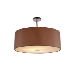 Baymont Polished Chrome E27 Semi Flush With 60cm x 22cm Dual Faux Silk Shade, Taupe/Halo Gold - thumbnail 1