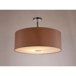 Baymont Polished Chrome E27 Semi Flush With 60cm x 22cm Dual Faux Silk Shade, Taupe/Halo Gold - thumbnail 2