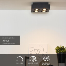 Xirax Modern Ceiling Spotlight - LED Dim to warm - GU10 - 4x5W 2200K/3000K - Black - thumbnail 2