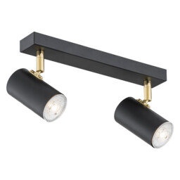 Lagos Twin Ceiling Spotlight Black Structure, Brass Elements